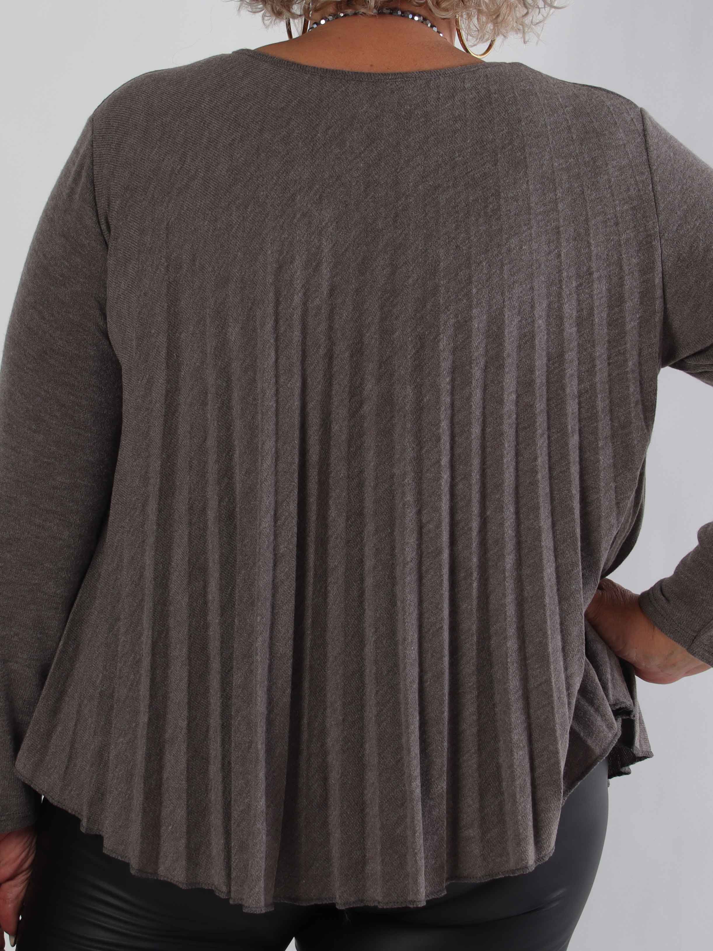 Anita Shirt - Blød plisseret plus size strikbluse i viskose og uld